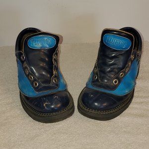 Vintage John Fluevog Orginal Derby flames  W/ Angel soles. SZ 9 baby blue flames